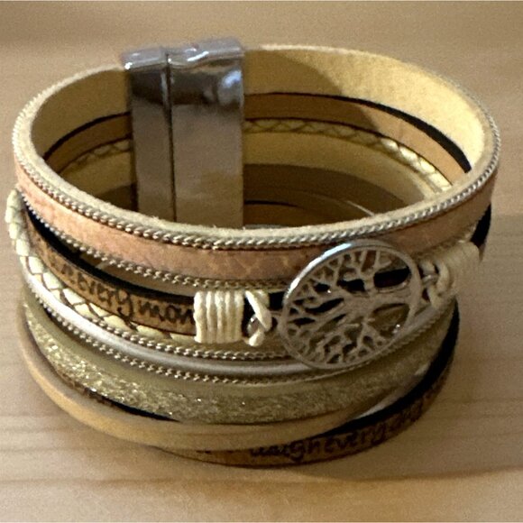 Inspirational Quotes Multi Layer Wrap Bracelet Tree Of Life Magnetic Boho Campus - Picture 4 of 5